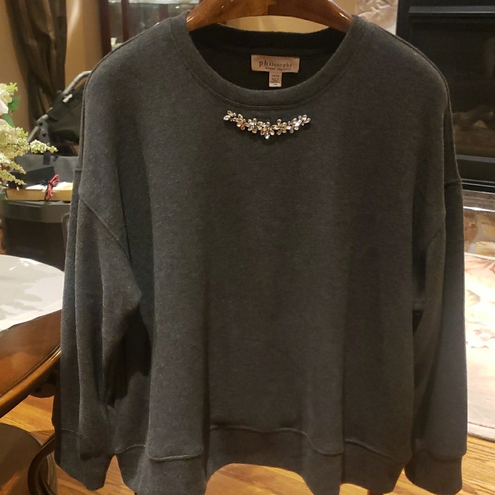 Nwt 1x Philosophy Grey Embellished Sweatshirt